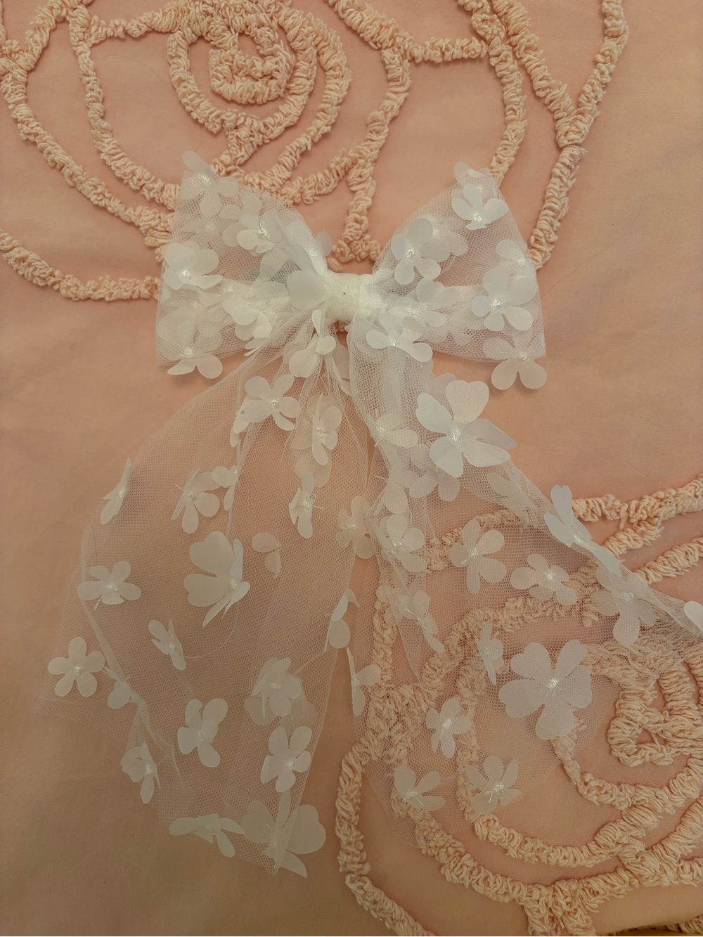 Target White Floral Tulle Bow Hair Clip